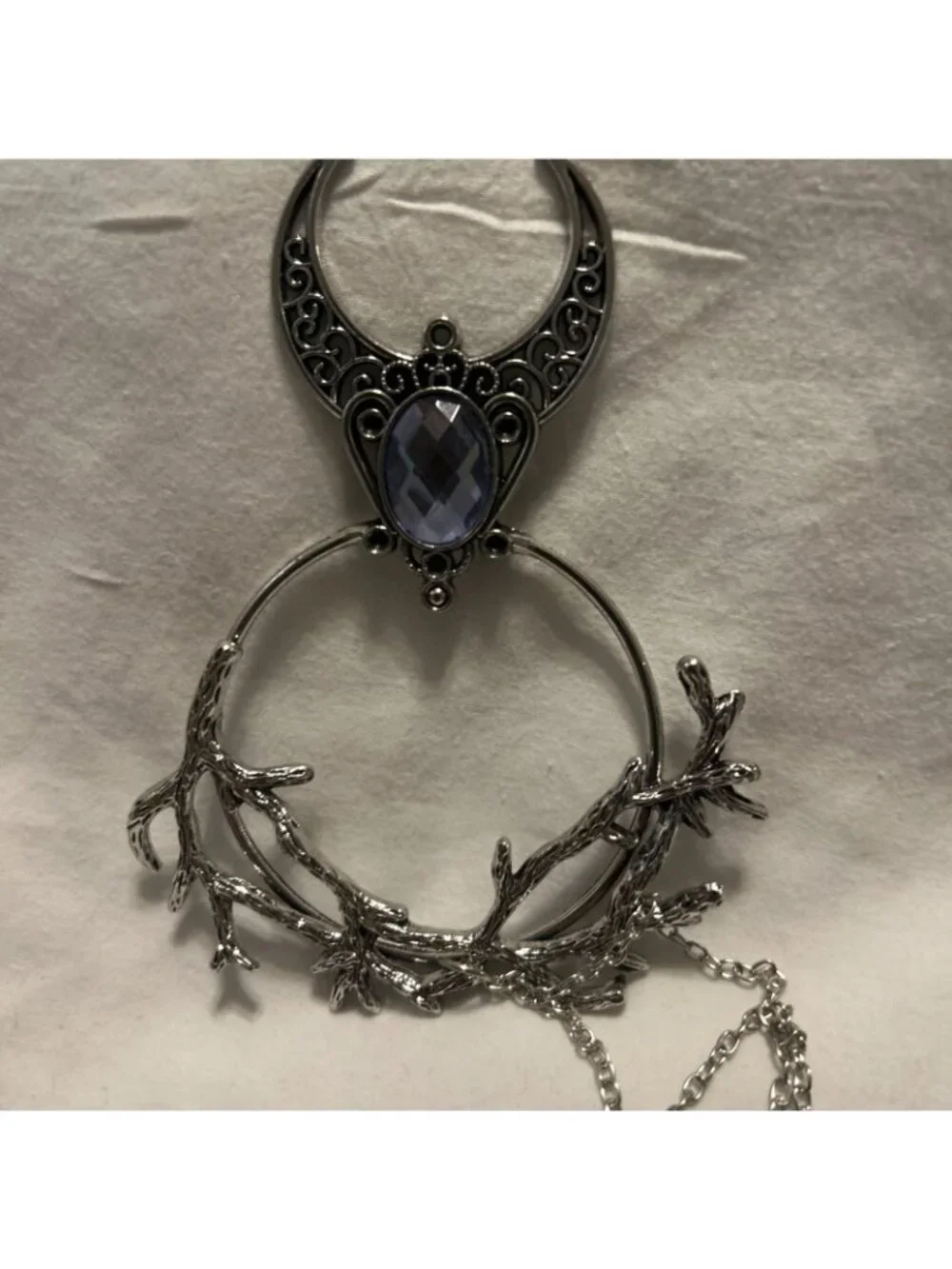 Vintage Style Crescent Moon Hair Pin Clip Claw W/Chain Interchangeable Necklace